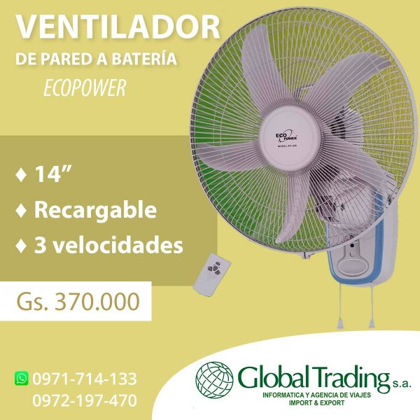 Ventilador de Pared a Batería - Global Trading S.A.