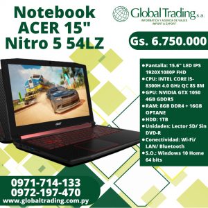 Notebook Acer 15" Nitro 5 54LZ